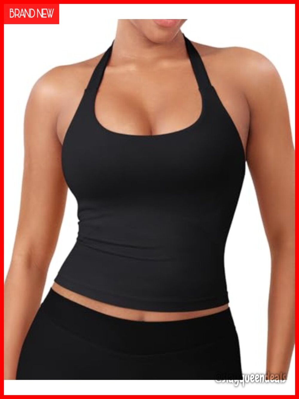 Women's Halter Tank Top with Built-in Bra Removable Pads Longline Backless